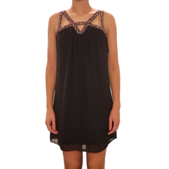 A. Byer black tank dress with braided detailing‎ size Medium - Picture 2 of 10